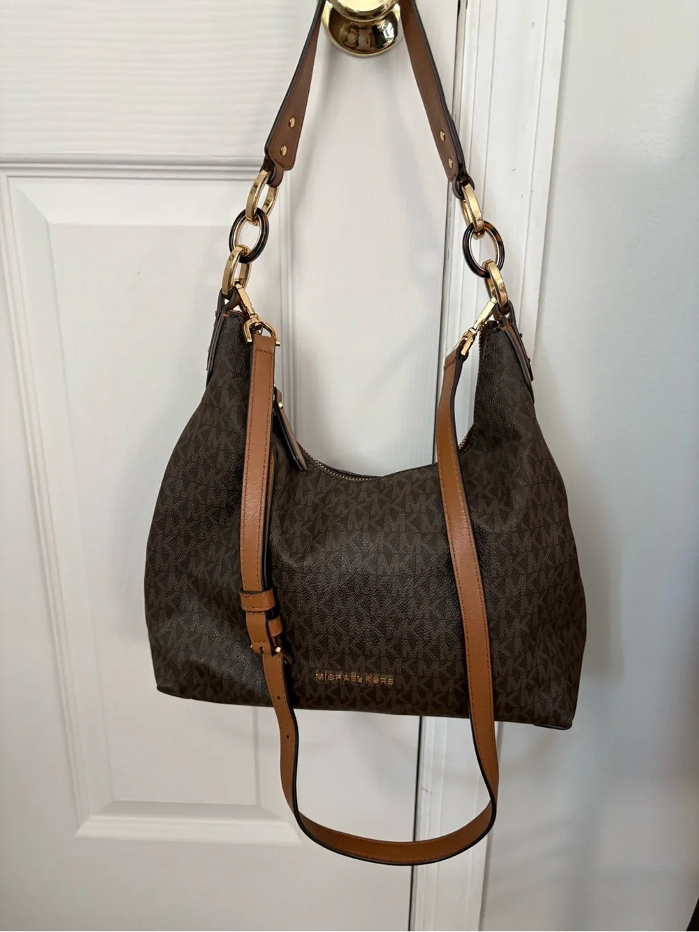 Michael Kors Monogram Classic Brown & Tan Hobo